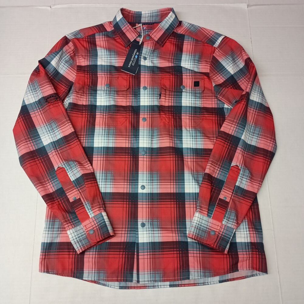 Vineyard Vines Snap Shirt Men's M Red Plaid Vented Roll Tab